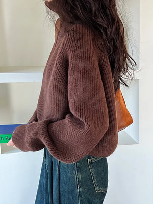 VILZSTUDIOS Turtleneck Semi-Zipper Knitwear Sweater