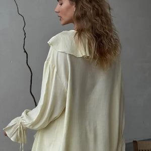 VILZSTUDIOS Chic White Linen Lace-Up Shirt