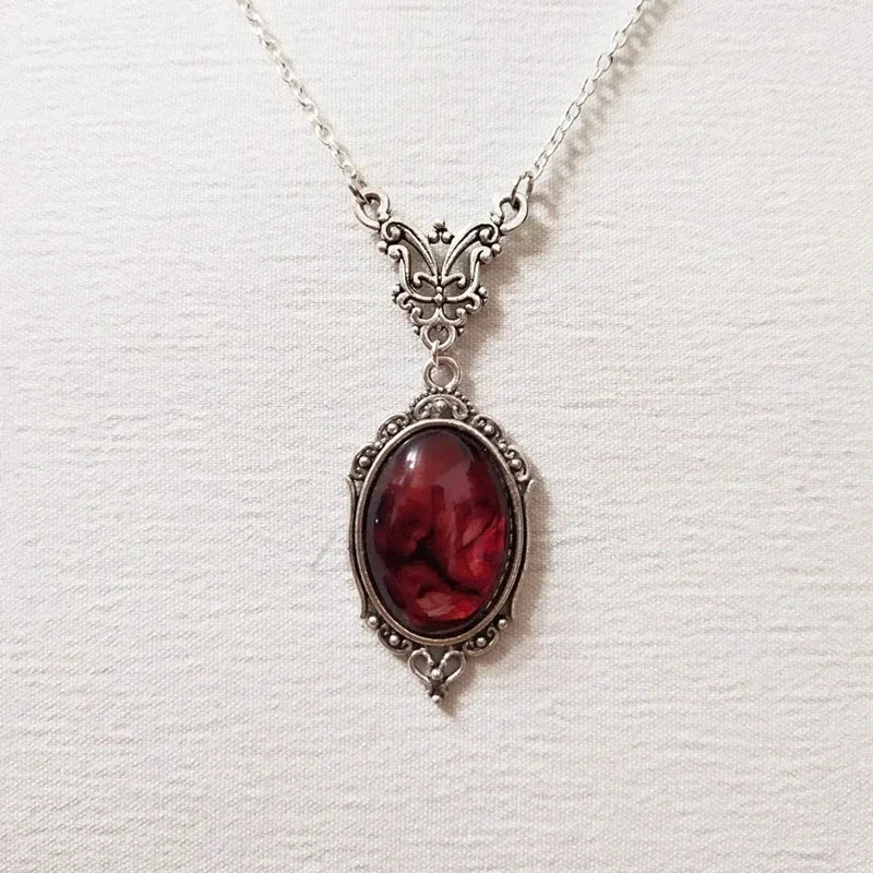 VILZSTUDIOS Gothic Red Quartz Charm Necklace