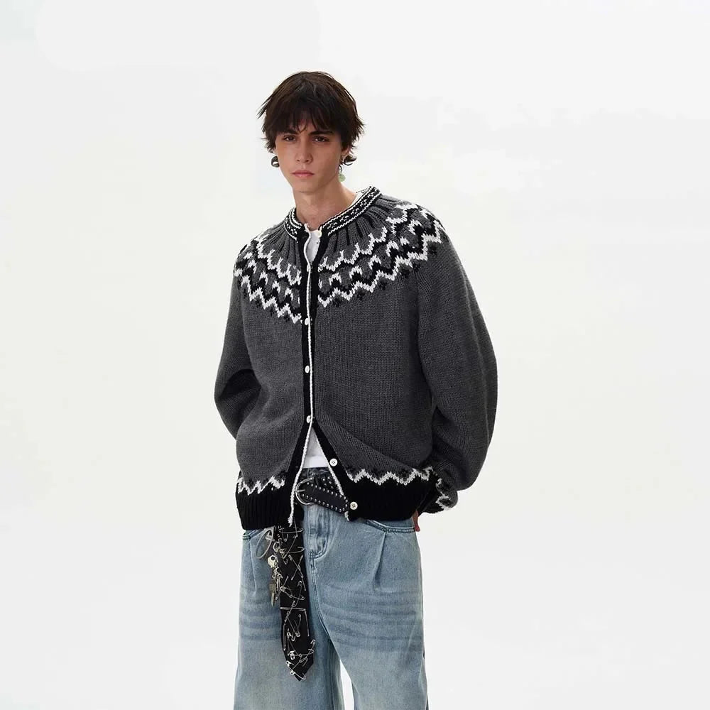 VILZSTUDIOS Velvet Contrast Knit Cardigan Sweater
