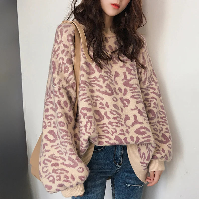 VILZSTUDIOS Oversized Leopard Print Sweater