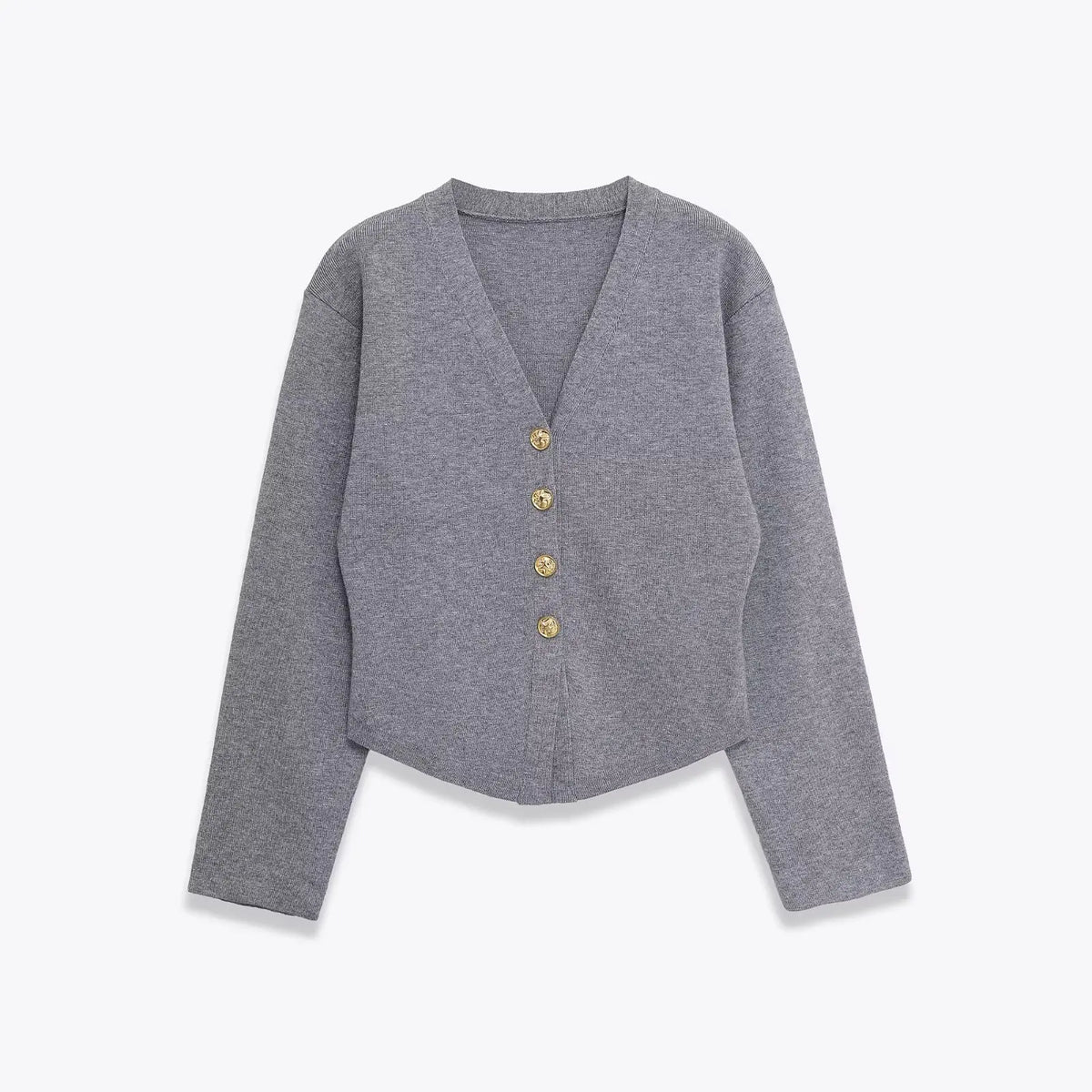 VILZSTUDIOS Elegant Solid V-Neck Knitted Cardigan