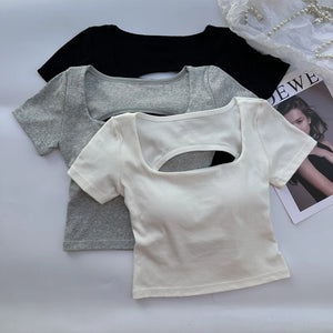 VILZSTUDIOS Square Neckline Short Sleeve T-Shirt