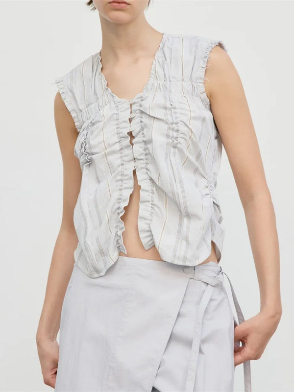 Striped V-Neck Crop Top