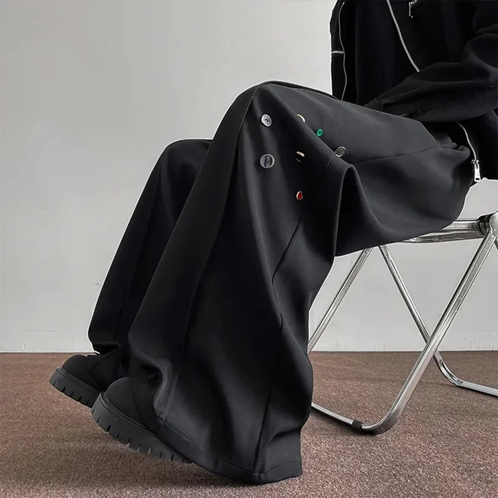 VILZSTUDIOS Black Wide Leg Button Pants