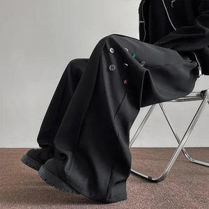 VILZSTUDIOS Black Wide Leg Button Pants