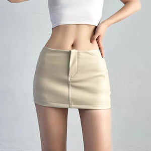 VILZSTUDIOS Sleek PU Leather Low Waist Skirts