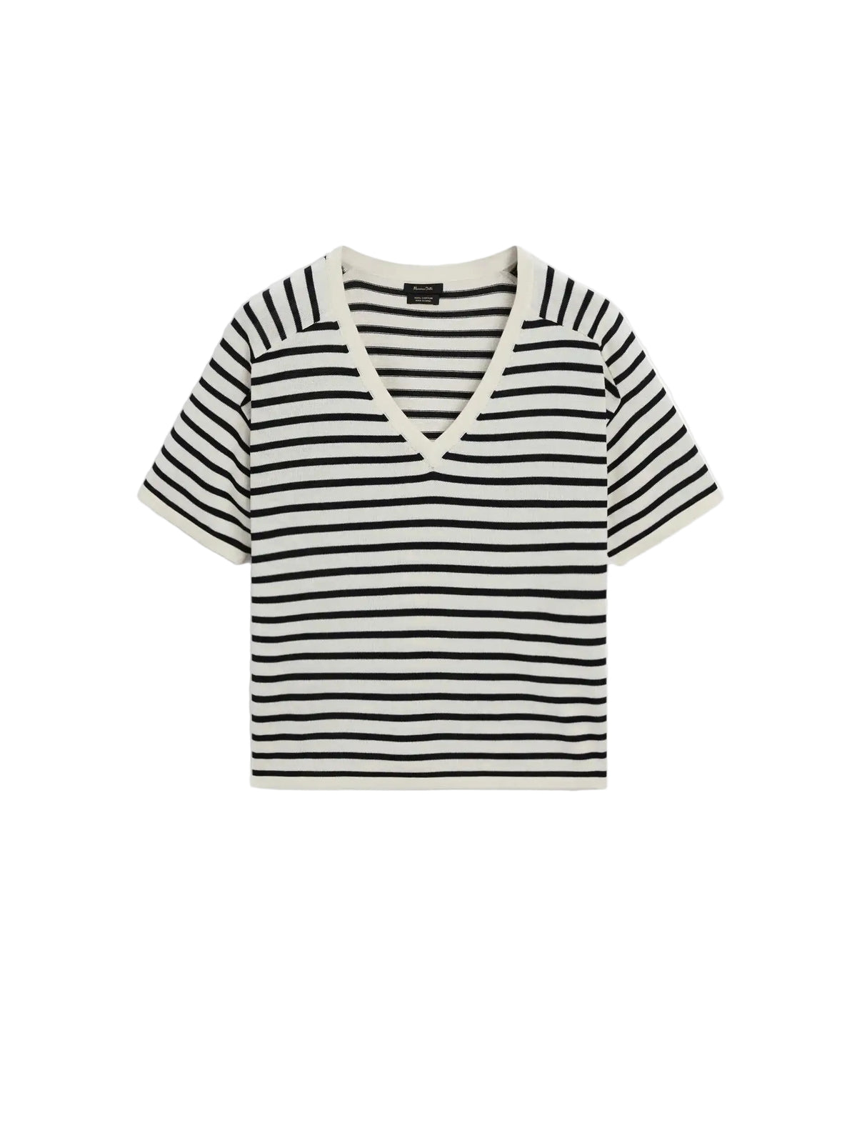 VILZSTUDIOS Casual Striped V-Neck Knit T-Shirt