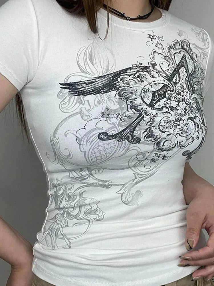 VILZSTUDIOS Retro White Graphic T-Shirt