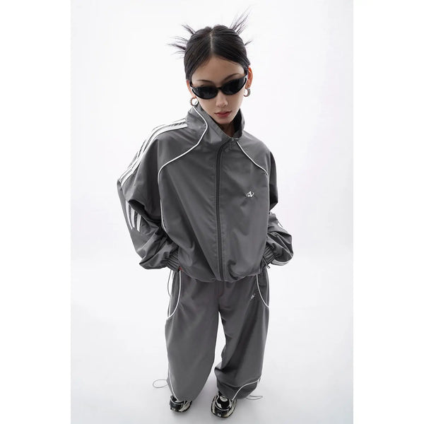 Gray Sports Two Pieces Set