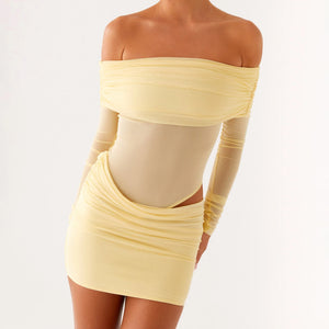 VILZSTUDIOS Sexy Ruched Off-Shoulder Bodycon Dress Women