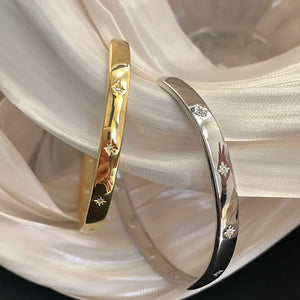 VILZSTUDIOS Golden Star Sterling Silver Bangle Bracelet