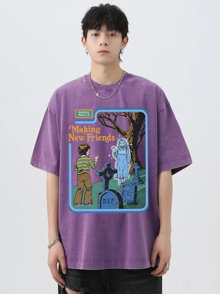 VILZSTUDIOS Retro Washed Oversized Soft Cotton T-Shirt