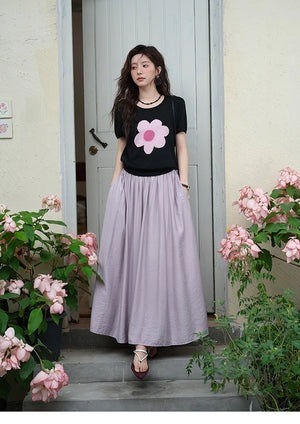 VILZSTUDIOS Colorful Flower Knitted T-Shirt