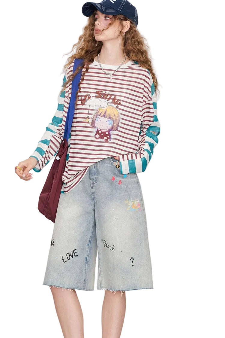 VILZSTUDIOS Vibrant Striped Printed Long Sleeve Top