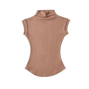 VILZSTUDIOS Slim Fit Sleeveless Turtleneck T-Shirt
