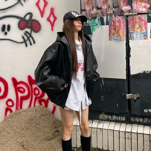 VILZSTUDIOS Sleek Black PU Leather Jacket