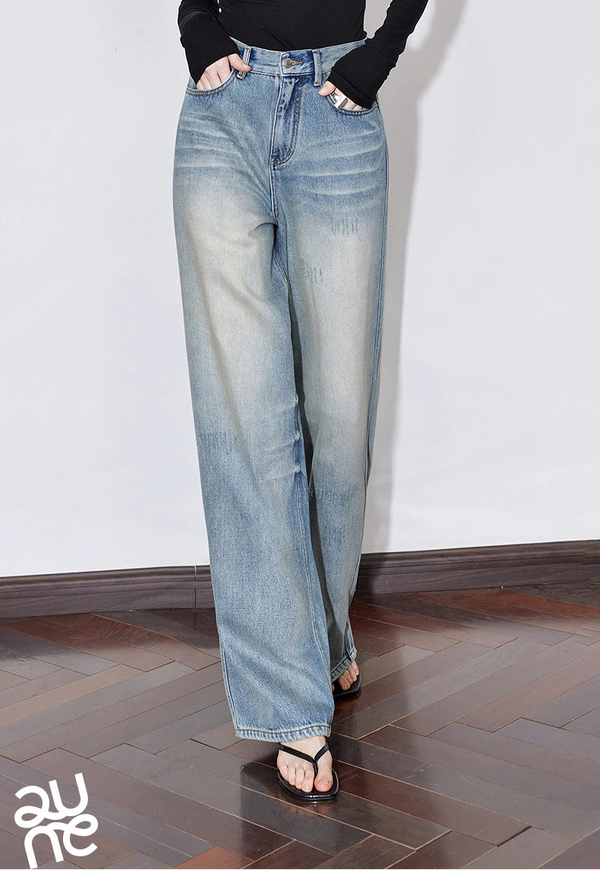 Stylish Mid-Waist Wide Leg Jeans