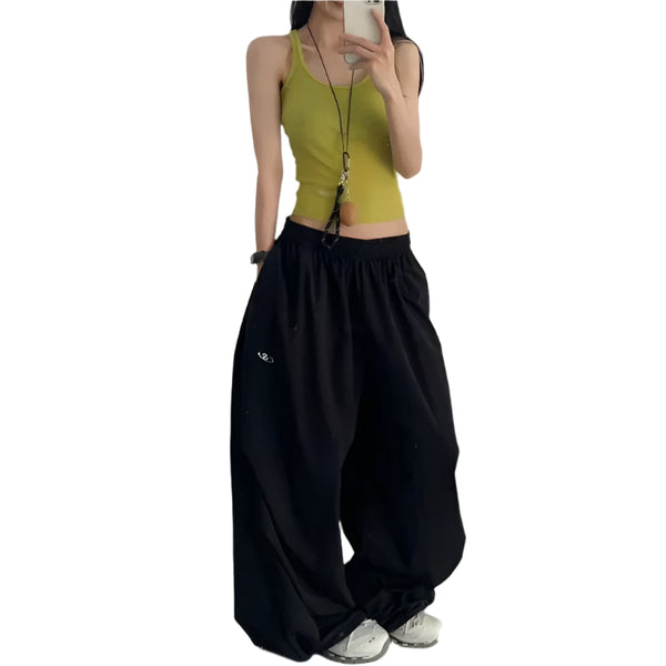 Trendy Oversized Black Wide Leg Pants