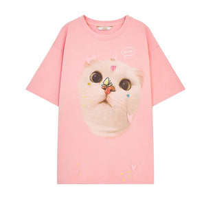 VILZSTUDIOS Cat Printed Casual T-Shirt