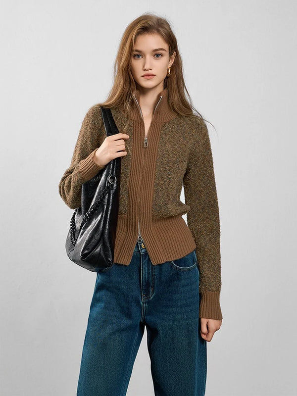 Cozy Wool Knit Zip Cardigan