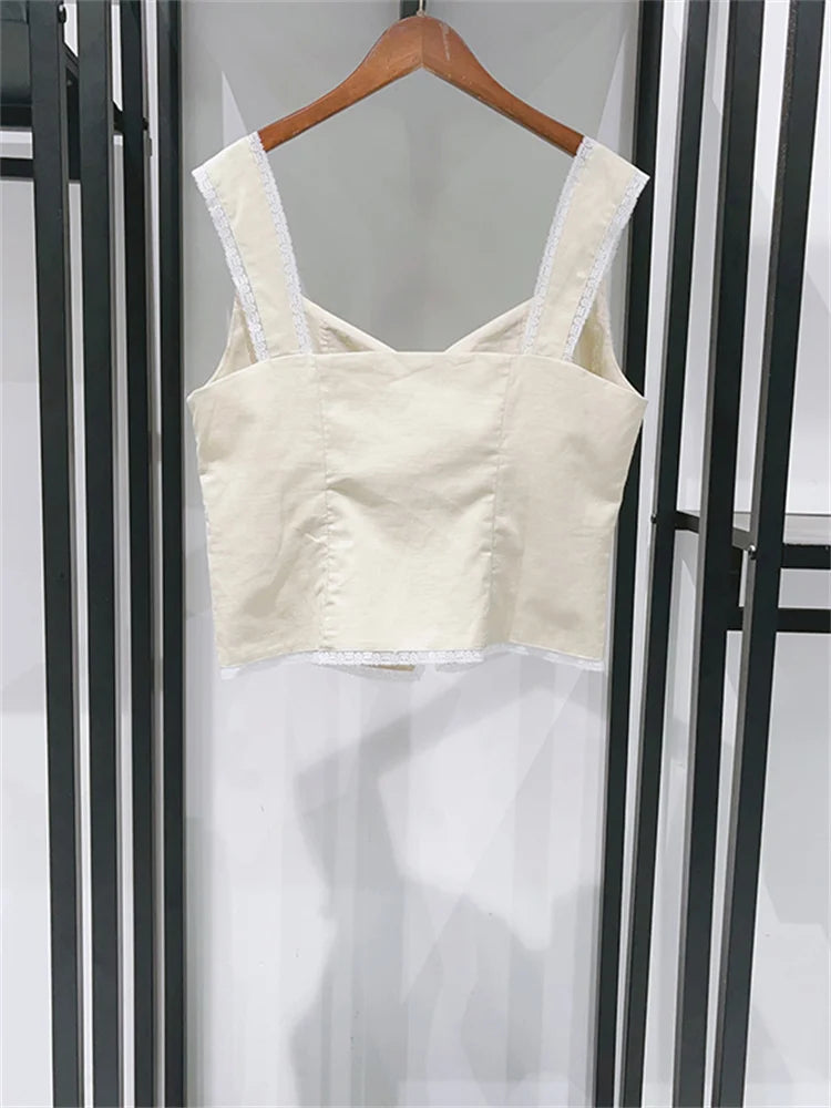 VILZSTUDIOS Sexy Lace Strap Crop Top