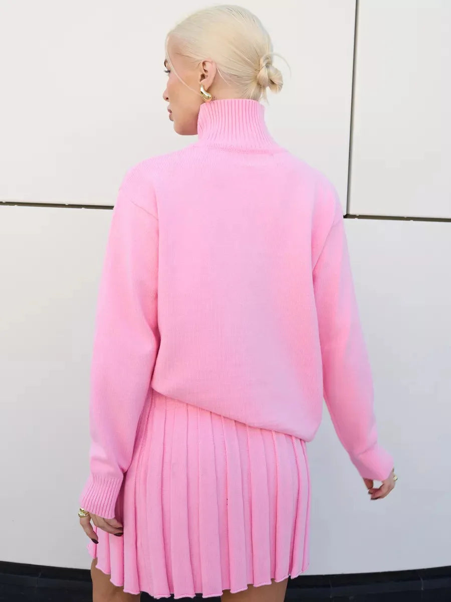 VILZSTUDIOS Cozy Turtleneck Knitted Sweater & Skirt Set