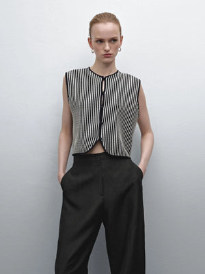 VILZSTUDIOS Chic Striped Knitted Vest