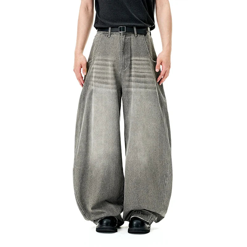 VILZSTUDIOS Oversized Washed Denim Wide Jeans