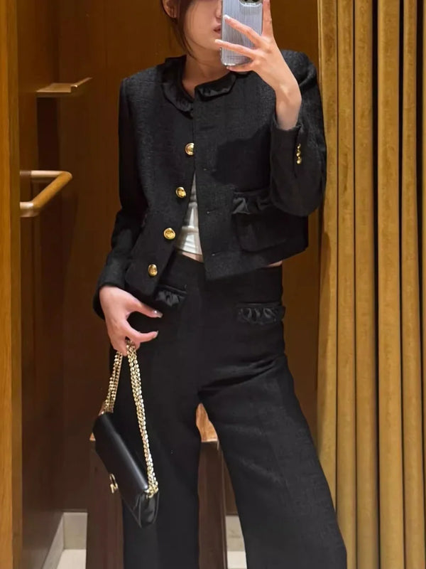 Chic Tweed Jacket and Pants Sets