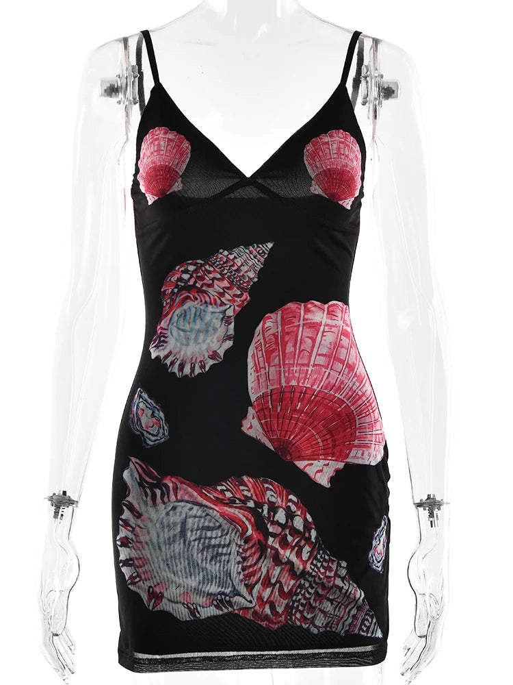 VILZSTUDIOS Black Spaghetti Strap Sexy V-Neck Dress