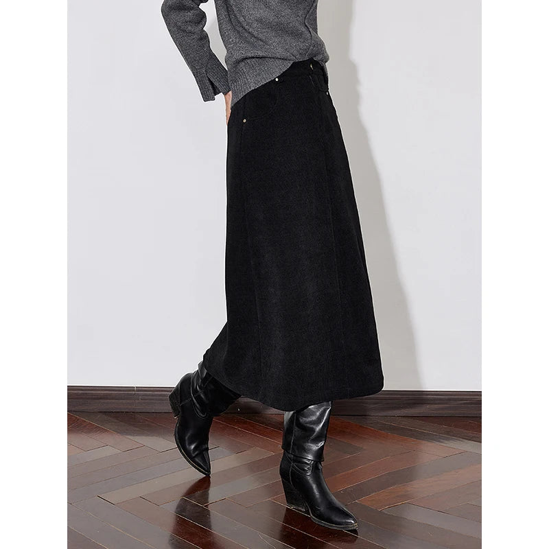 VILZSTUDIOS Thickened Elastic Waist A-Line Winter Skirt