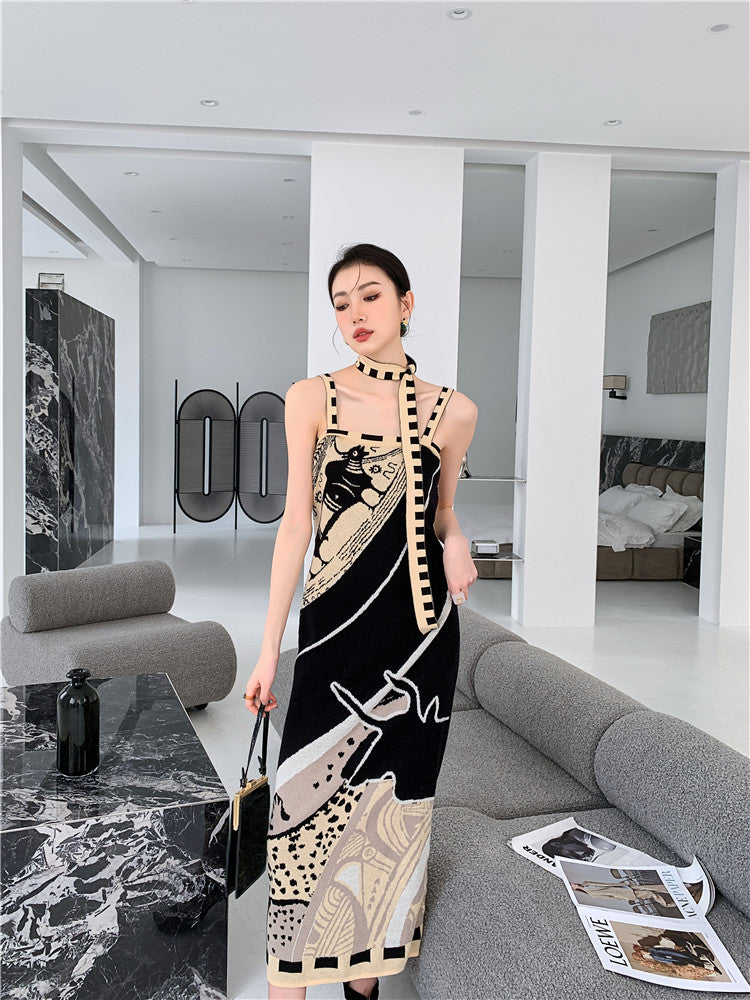 VILZSTUDIOS Elegant High Backless Knitted Dress