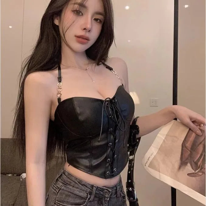 VILZSTUDIOS Sleek Sexy Leather Camisole Tank Top