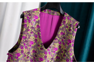 VILZSTUDIOS Vintage Chinese Floral V-Neck Vest