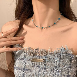 VILZSTUDIOS Romantic Blue Crystal Butterfly Necklace
