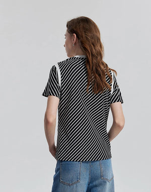VILZSTUDIOS Striped Short Sleeve Casual T-Shirt