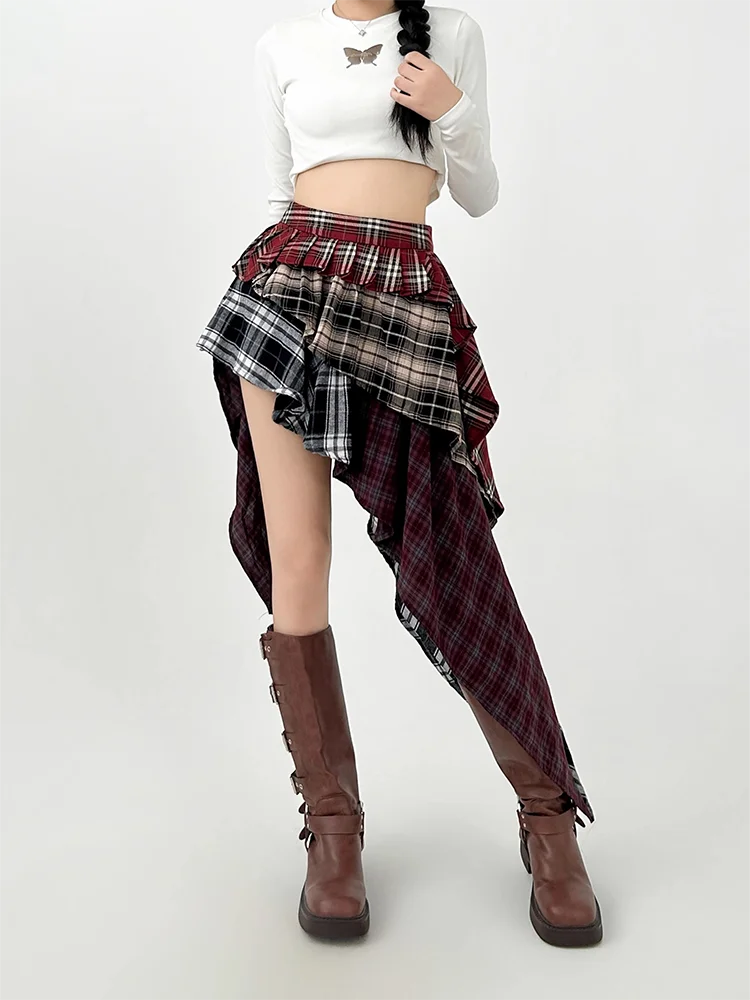 VILZSTUDIOS Plaid Vintage A-Line Skirt Retro