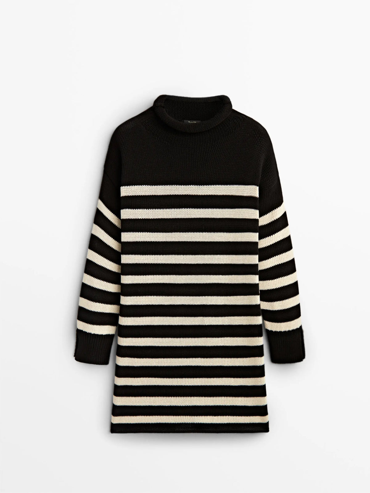 VILZSTUDIOS Slim Fit Striped Turtleneck Mini Dress