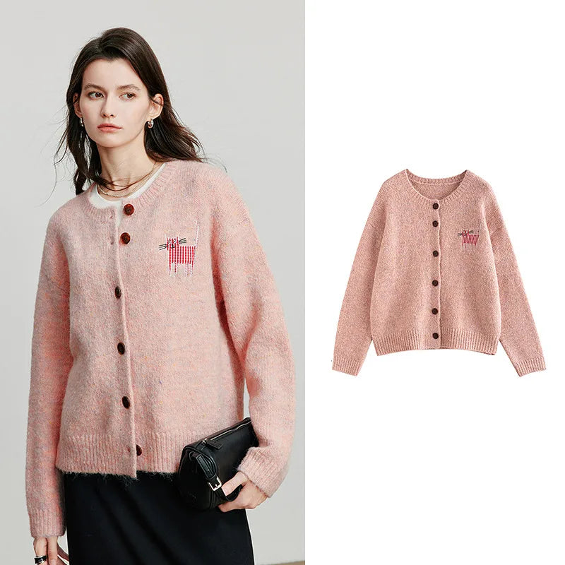 VILZSTUDIOS New Cat Patchwork Knitted Wool Cardigan