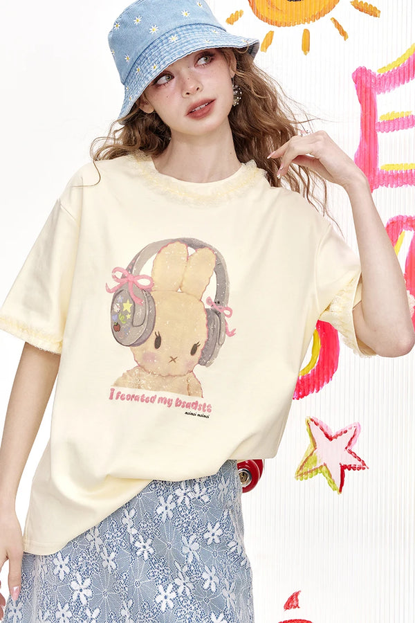 Laced Sleeves Casual T-Shirt
