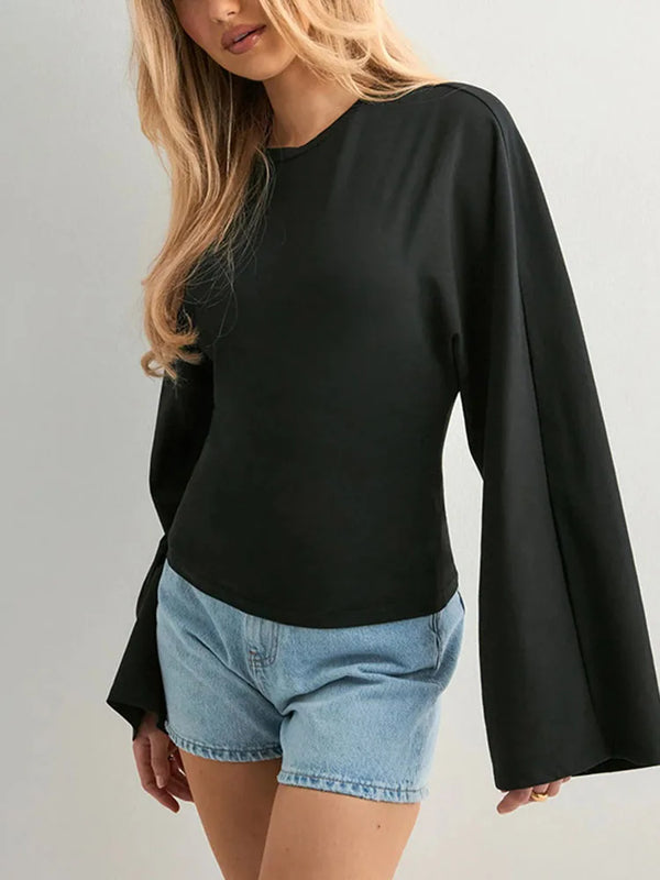 Monochromatic Skinny Round Neck Crop Top