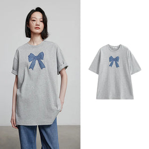 VILZSTUDIOS Stylish Short Sleeve with Small Bowknot T-Shirt