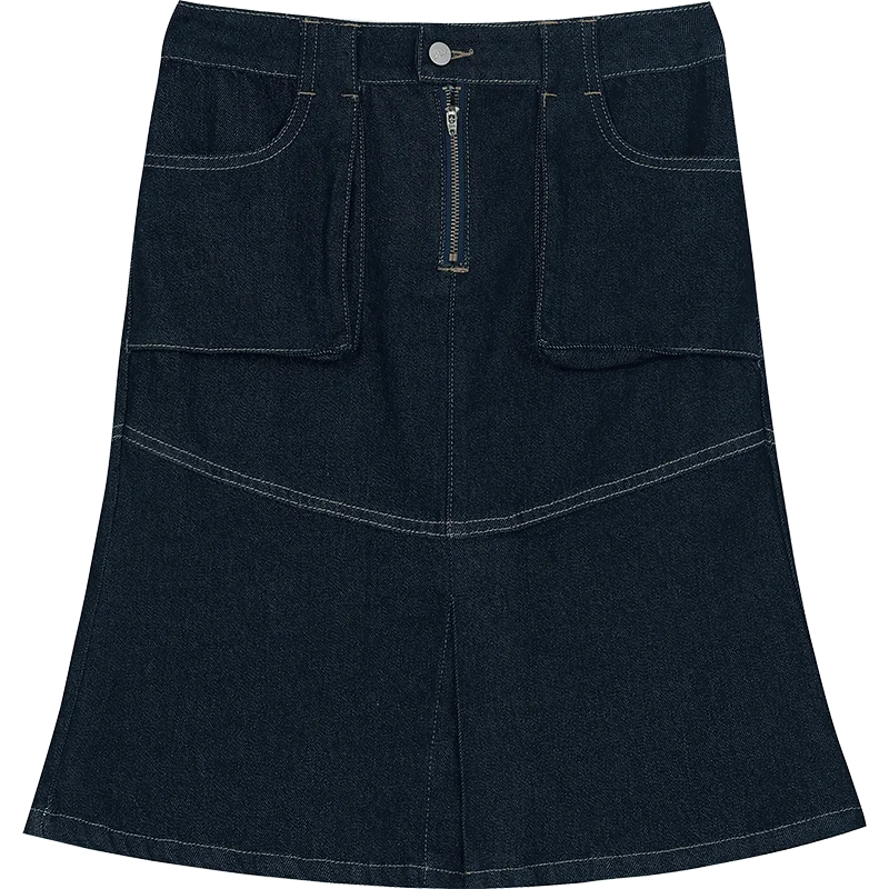 VILZSTUDIOS Retro Denim Fishtail Mini Skirt