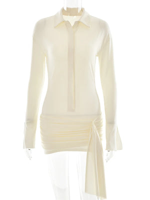 VILZSTUDIOS Elegant Bandage Ruched Long Sleeve Dress