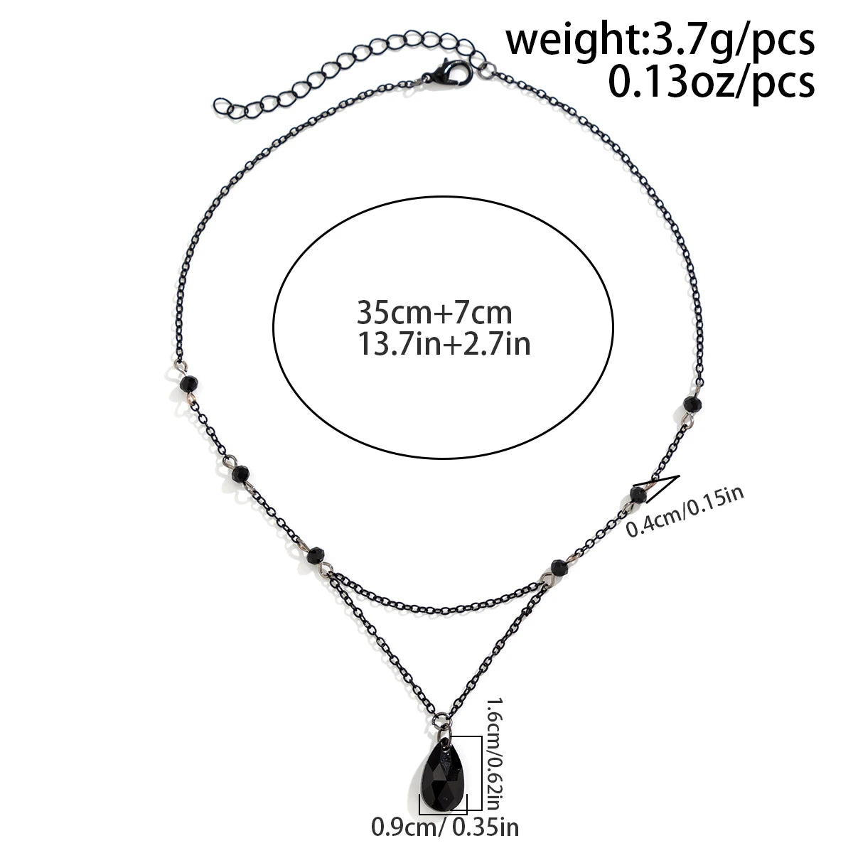 VILZSTUDIOS Gothic Crystal Beads Chain Necklace