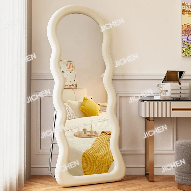 VILZSTUDIOS JC Wave full-body mirror Floor  Ultra-clear and non-deforming fitting Cream wind full-length Special-shaped mirror