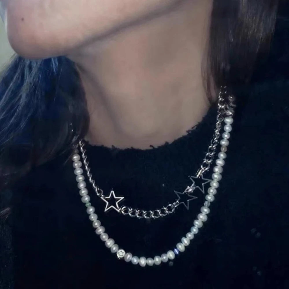 VILZSTUDIOS Gothic Celestial Open Hollow Star Choker Necklace