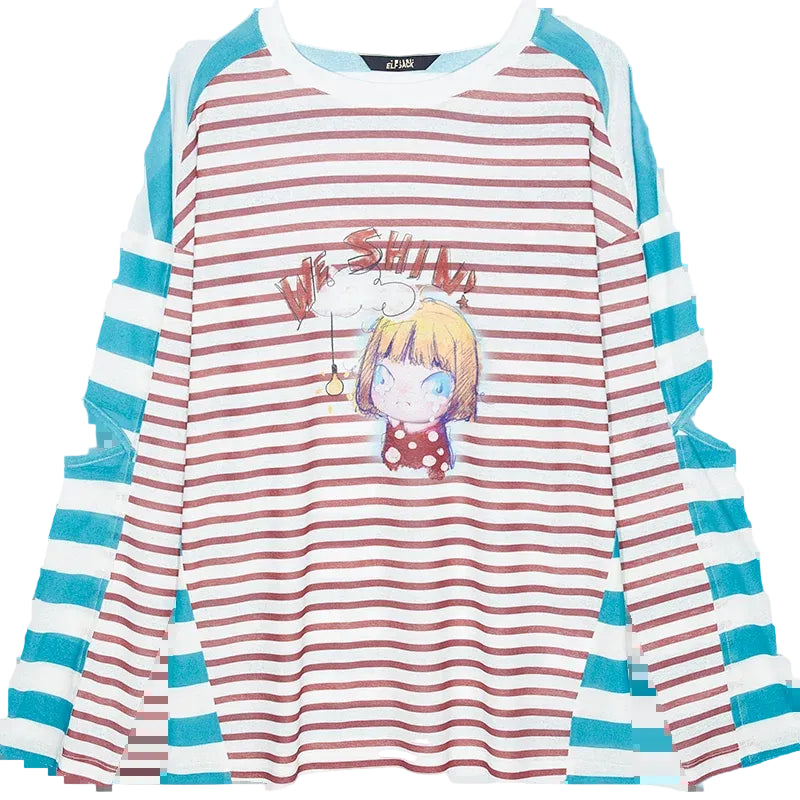 VILZSTUDIOS Vibrant Striped Printed Long Sleeve Top