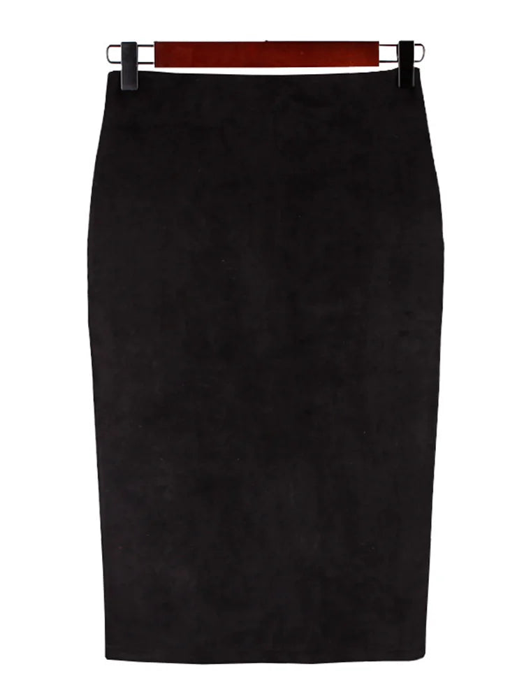 VILZSTUDIOS High Waist Suede Pencil Skirt